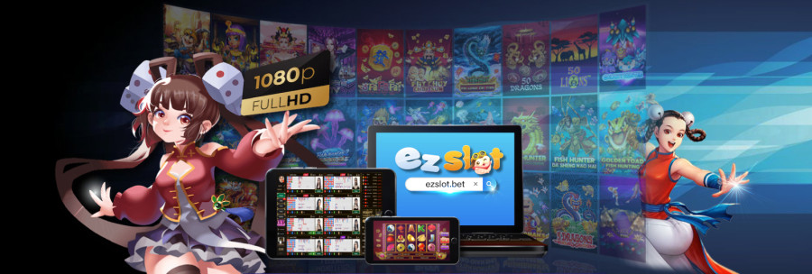 คอมพิวเตอร์ มือถือ แท็บเลต เปิดหน้าทางเข้า ez slot rพร้อมกับตัวการ์ตูนสาวน้อย