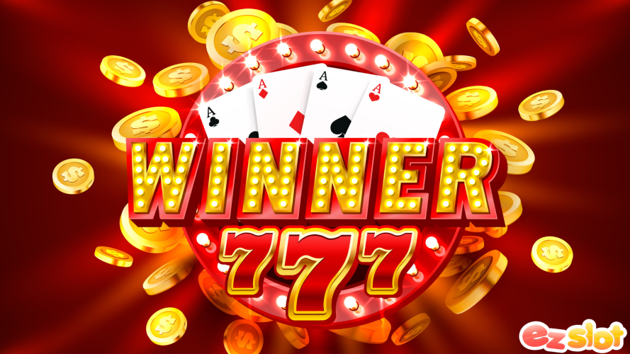 ไพ่ A 4 ใบ เกม 777 และเหรียญเงินรางวัล จาก slot เว็บตรง บน ezslot